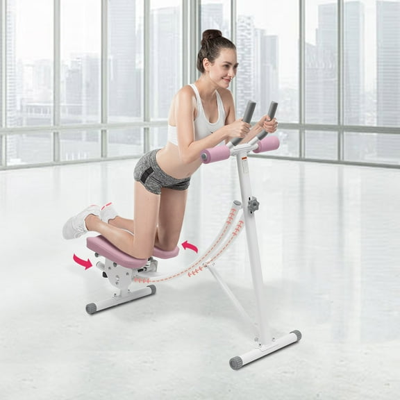 Ab Machine with 120-Degree Dual Track, Silent Rollers, and Foldable Design for Home Fitness, 330lbs Load Capacity