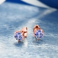 thumbnail image 3 of Gem Stone King 0.92 Ct 5mm Blue Created Sapphire 18K Rose Gold Plated Silver Kitty Cat Stud Earrings for Women Men, 3 of 4