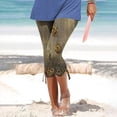 thumbnail image 5 of QUYUON Women Elastic Waist Capris Pants Womens Capris and Cropped Pants Drawstring Floral Printed High Waisted Yoga Capris Leggings Skinny Beach Cropped Pants Sweatpants Style P-486 Green_33 M, 5 of 5