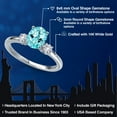 thumbnail image 2 of Gem Stone King 14K White Gold Blue Apatite and White Created Sapphire Engagement Ring for Women | 1.46 Cttw | Oval 8X6MM | Gemstone Birthstone | Size 9, 2 of 6