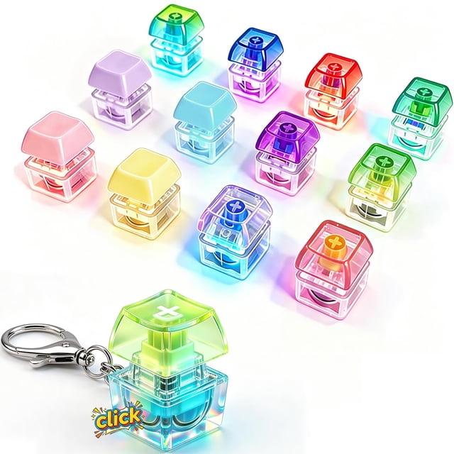 Llavero fidget de teclado PDVMWPJ con luz LED, juguete antiestrés