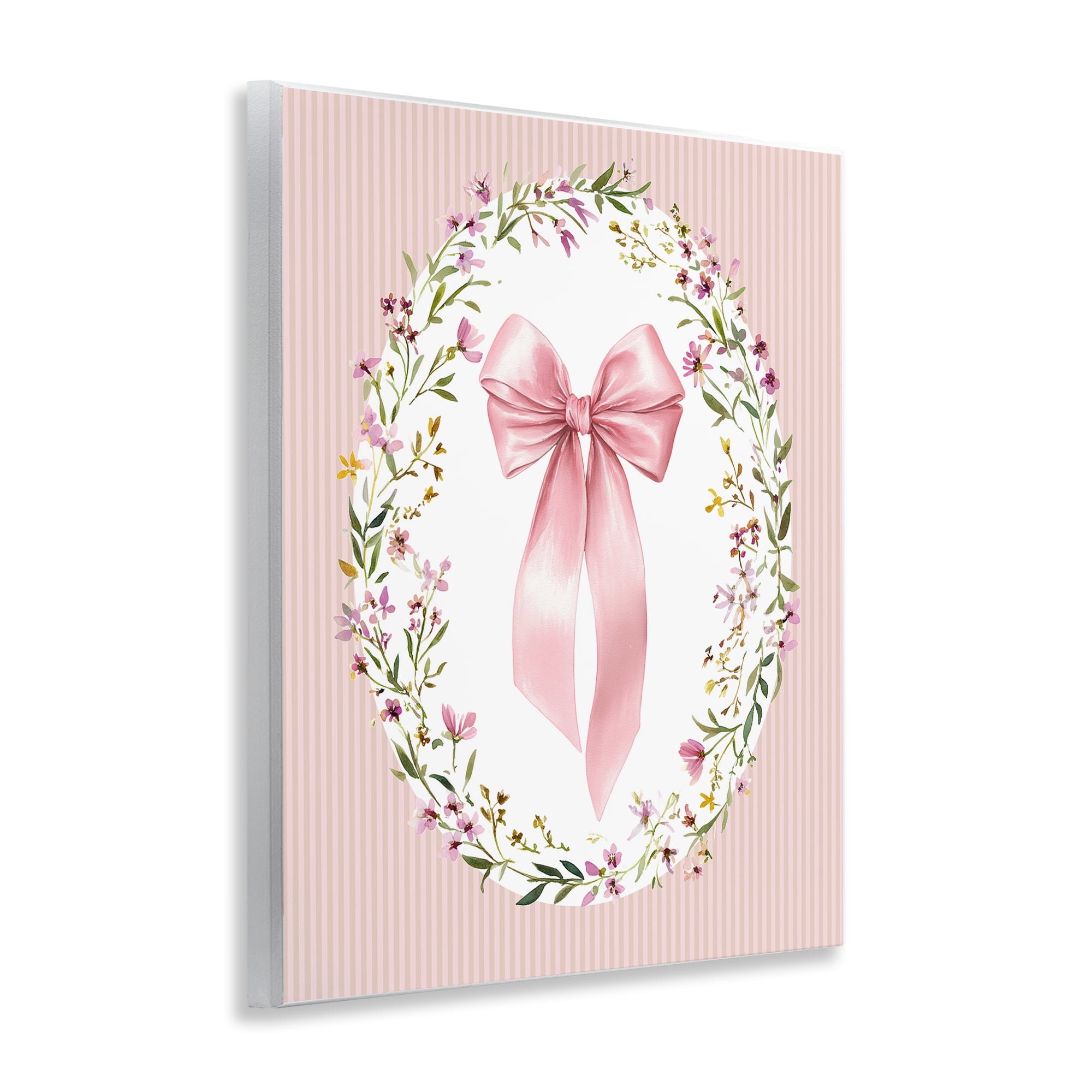 Stupell Industries Ribbon with Oval Florals Wall Plaque Art, design by Christine Simpson Art