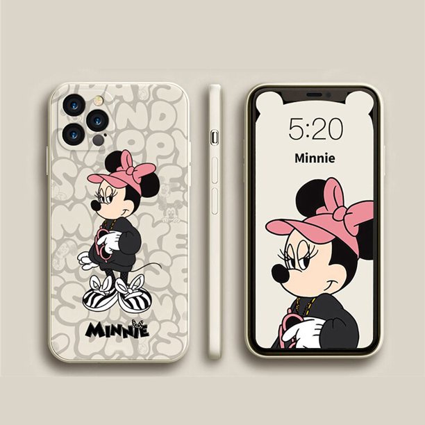 DISNEY 2023Minnie funda de silicona para IPhone 14 13Pro Xs Max iPhone 7 8 Plus 12 silicona líquida oficial 360 cubierta completa zz0524 Tan Jianjun unisex