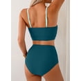 thumbnail image 2 of DOKOTOO Women Bikini Sets Cut Out High Waist 2 Piece Swimsuits Beach Summer Bathing Suits Green XXL US18-20, 2 of 11