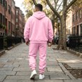 thumbnail image 4 of Delconic Mens Fleece Lined Hoodie and Jogger Set Casual Loose Fit Zip Front Hooded Sweatshirt and Drawstring Sweatpants Pink L, 4 of 7