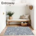 thumbnail image 3 of ODIKA 4'x6' Machine Washable Non-Slip Area Rug, Nautical Wave Motif Interlocking Medallion Farmhouse Vintage High Traffic Rug with Pad, Blue, 550234, 3 of 8
