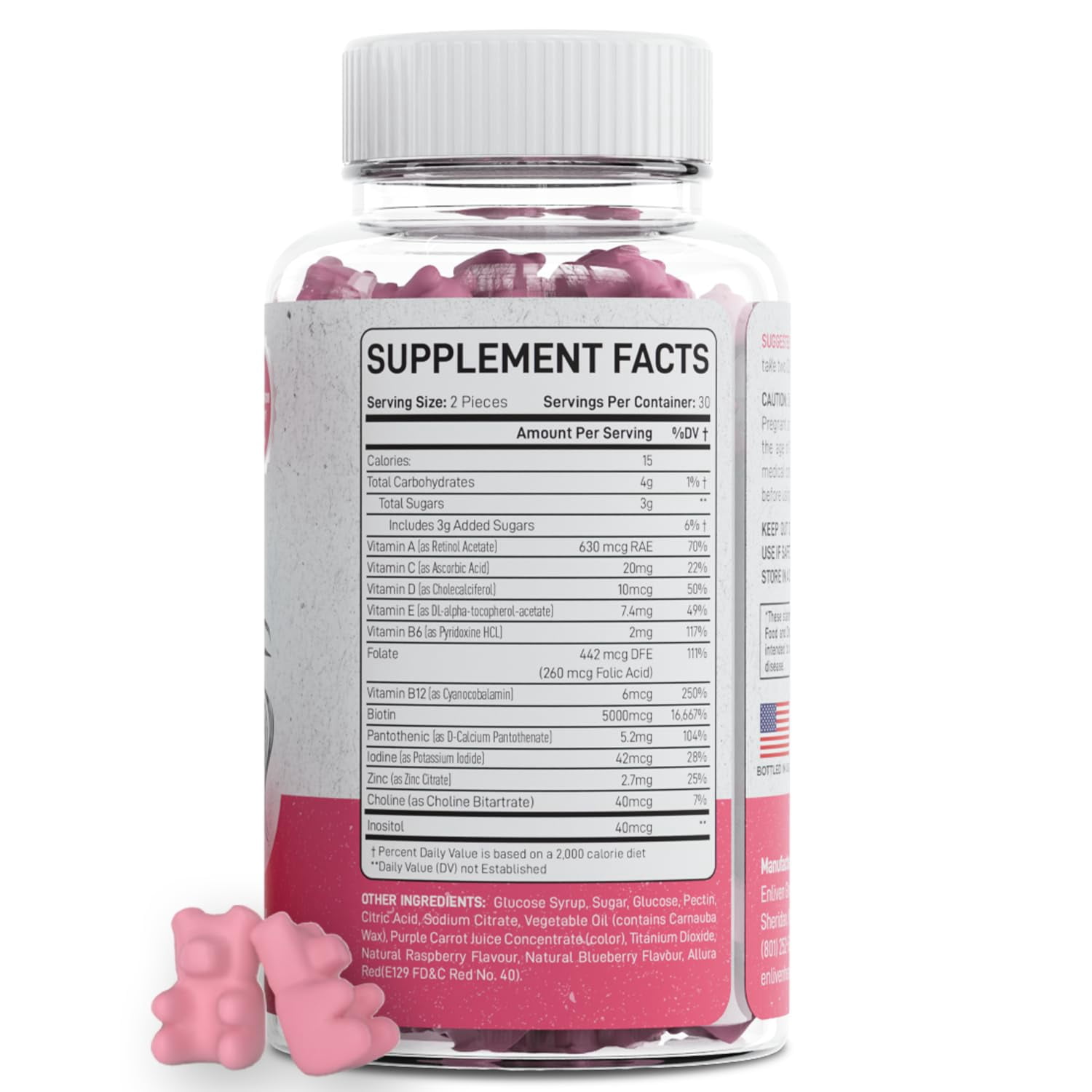 Enliven Biotin Hair Skin and Nail Supplements | Biotin Gummies Vitamins | Berry Flavor (60 Gummies)