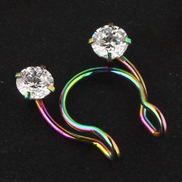 s de aro de de tabique falso, de de material acero inoxidable, clip no perforante en joyería corporal para mujeres y hombres, acabado Salvador joyería del cuerpo aro de nariz