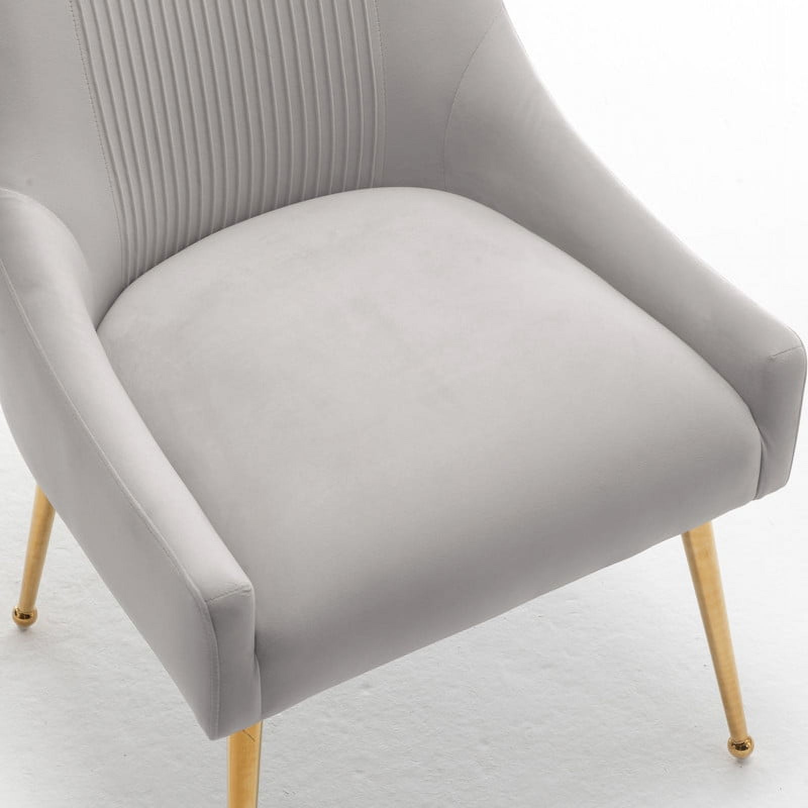 SEYNAR Modern Velvet Dining Chairs Set of 6, Upholstered Barrel Pleated Side Accent Chair for Bedroom,Living Room（Grey）