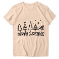 thumbnail image 3 of Navidad Mujeres Tops, Cuello Redondo Manga Corta Impresa Camiseta, Vintage Holiday Humor Tee Top, 3 of 5