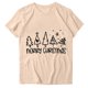 thumbnail image 3 of Navidad Mujeres Tops, Cuello Redondo Manga Corta Impresa Camiseta, Vintage Holiday Humor Tee Top, 3 of 5