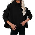 thumbnail image 3 of Uootdi Oversized Women's Turtleneck Fuzzy Fleece Long Sleeve Sweatshirt Side Slit Sherpa Warm Pullover Jumper Outwear Top Gift s, 3 of 6