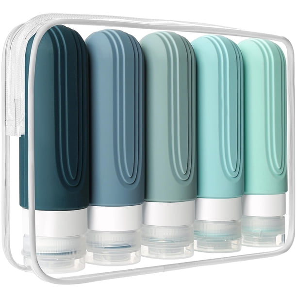 Botellas de viaje CHEODIN de 90 ml, paquete de 5 con neceser de silicona