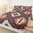 thumbnail image 3 of jejeloiu Retro Aztec Geometric Bed Sheets,Vintage Rhombus Triangle King Sheets,Brown Black Orange Sheet Set For Men Women,Breathable Home Decor,4 Pieces, 3 of 7