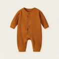 thumbnail image 2 of KPOPLK Baby Unisex Jumpsuits Comfy Solid Color New born Boy Girl Rompers Long Sleeve Zipper Colthes(Brown,3-6 Months), 2 of 4