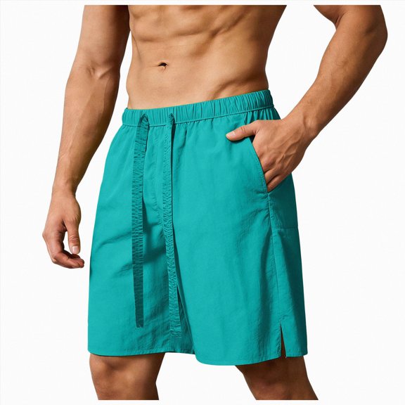 KPOPLK Men's 7" Running Shorts Quick Dry Athletic Workout Gym Shorts Drawstring Sporty Shorts with Pockets Size M,Mint Green
