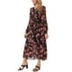 thumbnail image 4 of INSPIRE CHIC Vestidos de Chifón para Mujeres con Mangas Largas Semi Transparentes con Volantes y Capas, Vestido Bohemio Floral con Bolsillo, Negro con Flores Rojas, Talla S, 4 of 6