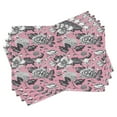 thumbnail image 1 of Ambesonne Floral Place Mats Set of 4, Vintage Garden Flowers, Standard Size, Coral Black and White, 1 of 6
