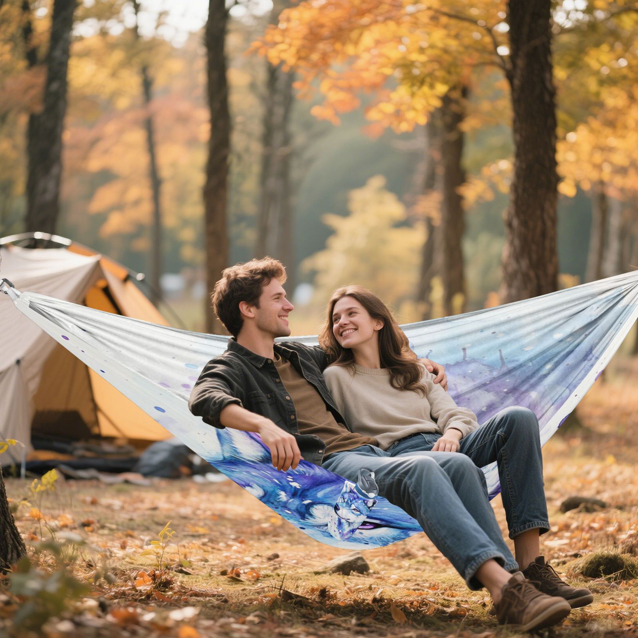 Hammock Camping Hammock Nylon Portable Hammock Travel Camping Hammock Cool Blue Wolf