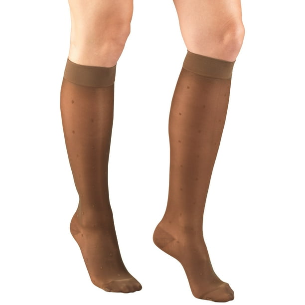 Women's Stockings, Knee High, Sheer, Dot Pattern 1520 mmHg, Espresso