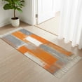 thumbnail image 3 of Orange Grey Kitchen Runner Rug 2'x4', Modern White Mottled Graffiti Art Painting Washable Rug with Tassels, Non Slip Woven Cotton Bathroom Rugs Hallway Carpet for Foyer Bedroom Entry Back Door Decor, 3 of 9