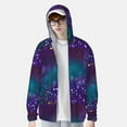 thumbnail image 4 of Goofa Purple and Green Glitter Printed Women's UPF 50+ Sun Protection Hoodie Jacket Lightweight Long Sleeve Sun Shirt for Women with Pocket Hiking Outdoor-X-Large, 4 of 9