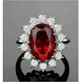 thumbnail image 3 of 2.00Ct Oval Cut Lab Created Red Ruby & Diamond Flower Halo Engagement Ring 14K White Gold Plated 925 Silver Promise Ring, 3 of 3
