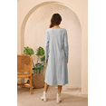 thumbnail image 4 of Gleelaud Women Long Sleeve Button V Neck Ribbed Knit Elegant Loose Fit Fall Midi Dress Trendy Dresses Gray, 4 of 6