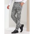 thumbnail image 2 of Pantalones estampados de animales para hombre Pantalones de vestir de fiesta de fiesta con frente plano estampado de cebra S, 2 of 6