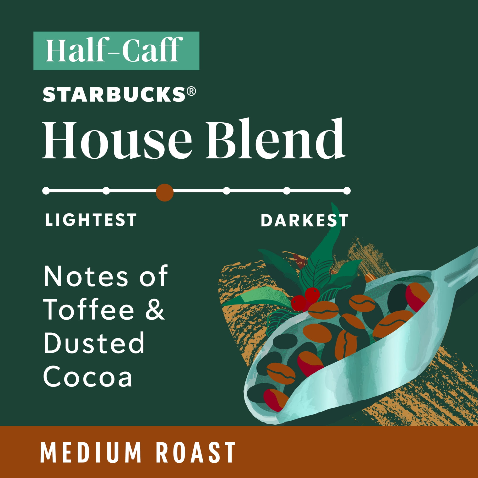 Starbucks Medium Roast, Half-Caff House Blend K-Cup Coffee Pods, 22 Count K Cups