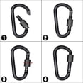 thumbnail image 4 of Paquete de 10 mosquetones con cerradura, hebilla de puerta de aluminio para acampar, pescar, senderismo y llavero, negro, 4 of 5