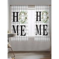 thumbnail image 5 of Sheer Curtains 63 Inch Length, Rustic Home Semi Sheer Curtains Light Filtering Window Treatment, Eucalyptus Leaves Farmhouse Wreath Plaid Privacy Voile Drapes for Living Room Bedroom 52x63 Inch, 5 of 7
