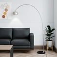 thumbnail image 2 of Leisuremod Arco Mid-Century Modern Arched Floor Lamp 75.6" Height with Black Round Marble Base and Metal Dome Lamp Shade for Living Room and Bedroom (Silver), 2 of 13