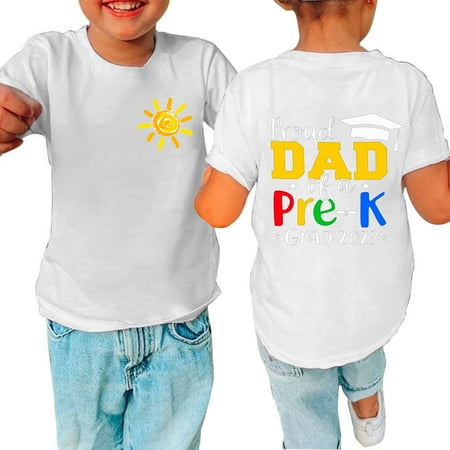 

YANHAIGONG Summer Baby Tops Clearance Toddler Baby Boys Girl Comfortable Solid Color Graduation Print Short Sleeve Cotton T-shirt Top 3-14 Years