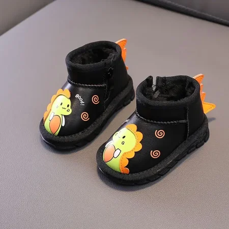 

GEDER-S1 Toddler Shoes Cute Cartoon Dinosaur Warm Snow Boots Winter