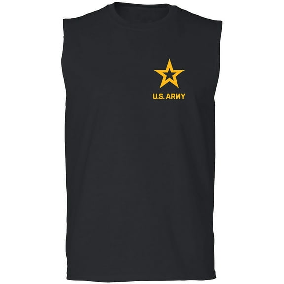 US Army Star Gold Ink Left Chest Adult Sleeveless Tee
