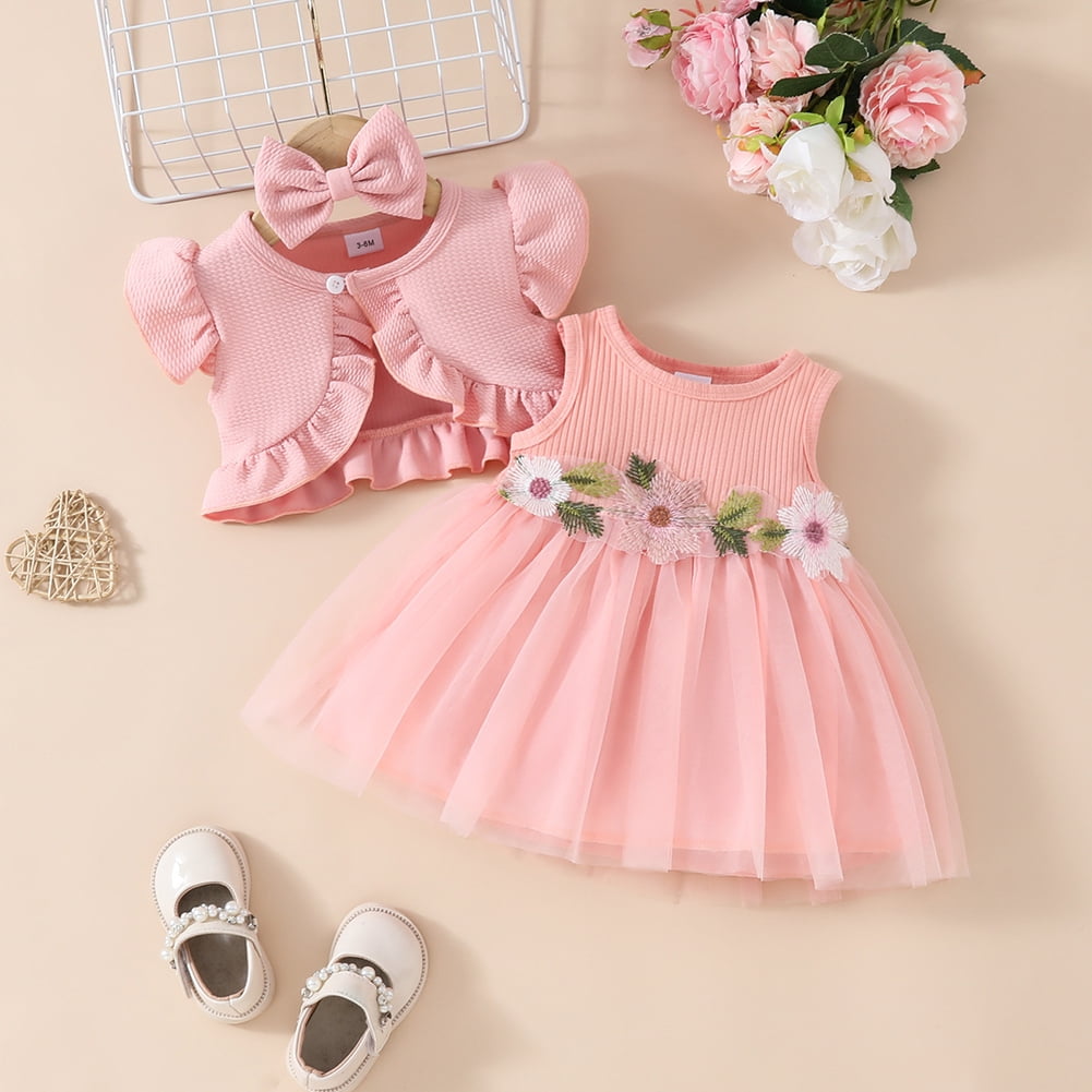 KYAIGUO Baby Girl Short Sleeve Romper Dress with Headband