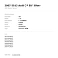 thumbnail image 2 of 2007-2013 Audi Q7 18" Silver OEM Factory Wheel Rim 4L0601025E, 2 of 2