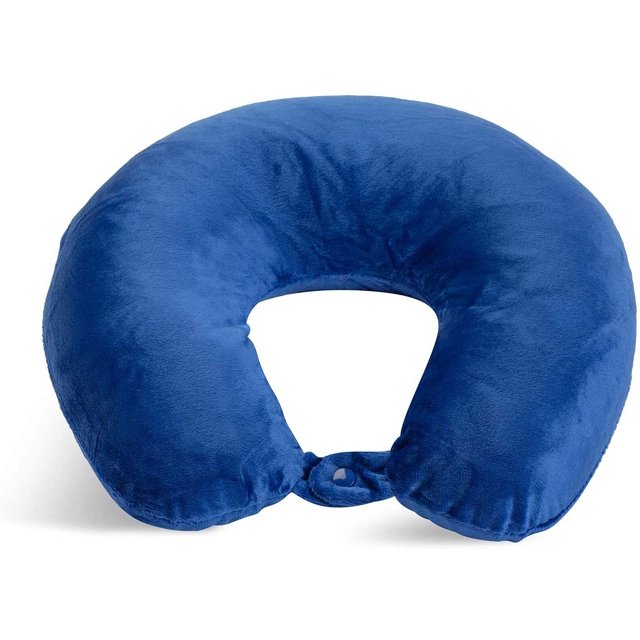 Almohada de viaje premium (azul) para dormir sin dolor de cuello, almohada de espuma viscoelástica súper suave, fácil de lavar, 1 pieza JM JM