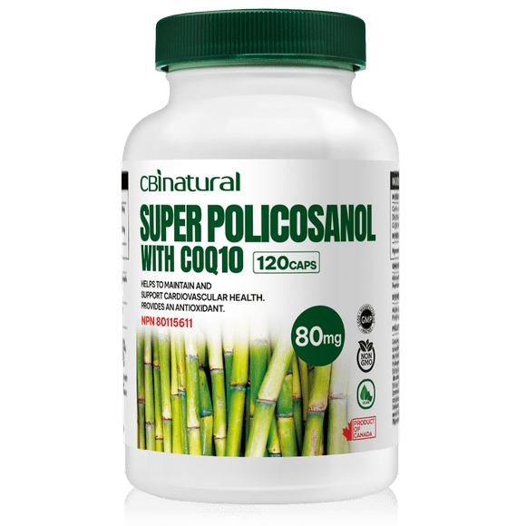 Super Policosanol 80mg with Coq10 30mg, 120 Vegan Capsules, 4-Month Supply