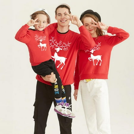 

Esho Christmas Family Matching Hoodie Sweashirts Xmas Ugly Sweaters Jumper Mom Dad Kids Family Pullover Tops