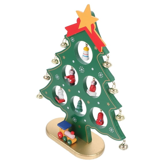SWETRACE 1Pc Green Wooden Christmas Tree Decor Mini Xmas Tree for Bedroom Festive Atmosphere