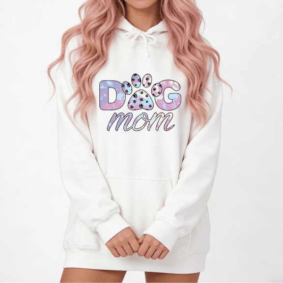 Dog Lover Inspired Dog Mom Pastel Graphic Hoodie Womans Print White/Black Size S-2XL Daily Outing Comfort Tops