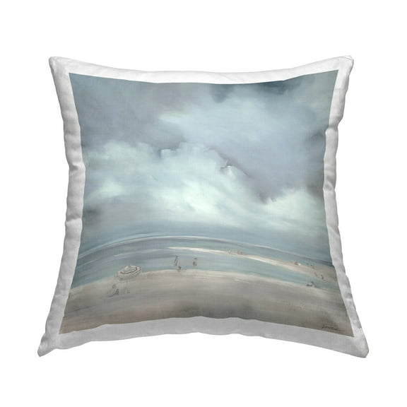 Stupell Industries Clouded Beach Horizon Decorative Printed Throw Pillow Design by Liz Jardine