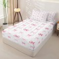 thumbnail image 2 of Manfei Cartoon Bow Tie Zipper Full Size Comforter Sets with Fitted Sheet and 2 Pillowcases for Girls,Dreamy Ribbon Plaid Zipper Bedding Set,4pcs,Pink Reversible, 2 of 6