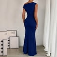 thumbnail image 4 of Nxznwn Women's One Shoulder Mermaid Maxi Dresses Ruched Bodycon Formal Evening Gown Elegant Wedding Guest Cocktail Party Long Dress, 4 of 8
