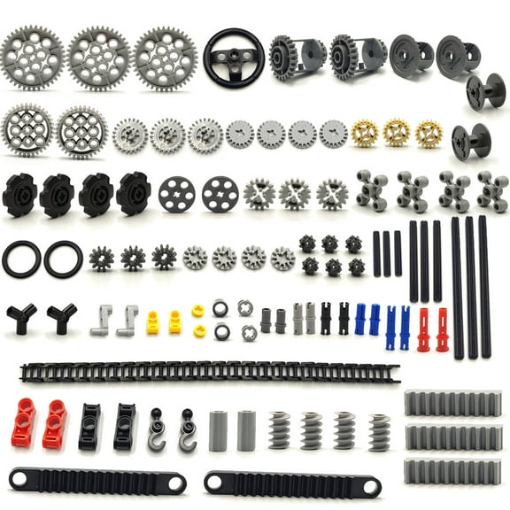 116 pcs Technical Gears Axle Pin Connectors - Wheels Connectors Rack Gear Car Building Brick Accessories Pieces Sets Compatible with Mindstorms Building Bricks Block Technical Toys