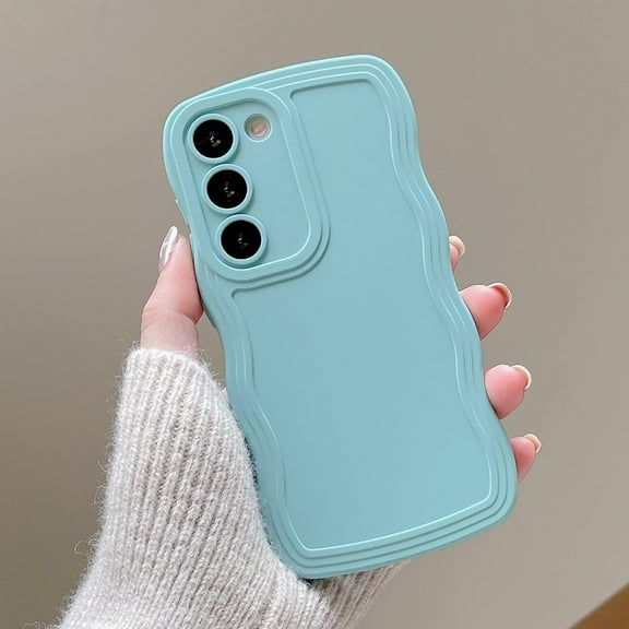 Wave Frame Case for Samsung Galaxy S20 FE 5G Phone Case,Cute Wave Frame Slim Fit Shockproof Phone Bumper Cover Soft Pretty Curly Wavy Case Anti-Scratch TPU Case - Mint Green
