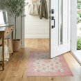 thumbnail image 2 of ODIKA 2'x3' Washable Accent Rug Pink Vintage Alfombra Para Cuarto Boho Scattered Border for Bedroom, Nursery, RV, Pet Friendly, Bedside Mat, 2 of 7