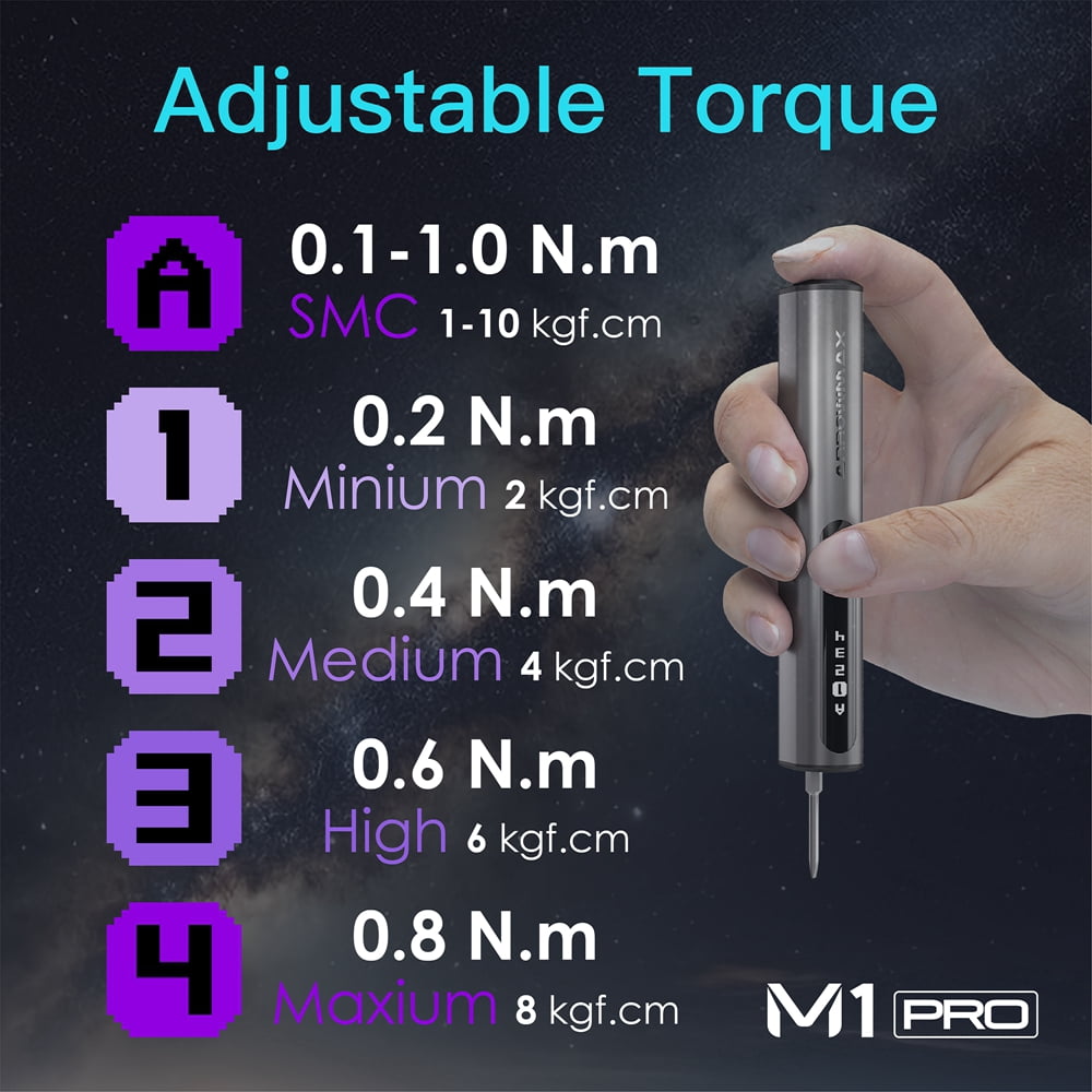 AM ARROWMAX Smart Mini Electric Screwdriver,Powerful Cordless Precision Electric Screwdriver,5 Torque Modes,60 Magnetic Bits,Repair Tool Set for RC Phone Camera Laptop,M1 Pro Plus
